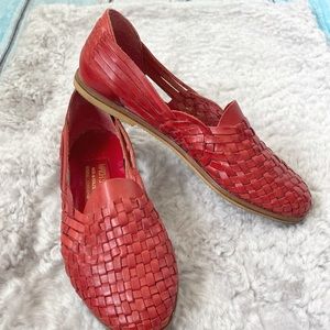 Match Sticks Sandals Flat Shoes Red Leather Brazil